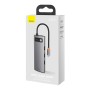 Hub 8w1 Baseus Metal Gleam Series, USB-C do 3x USB 3.0 + HDMI + USB-C PD + Ethernet RJ45 + microSD/SD