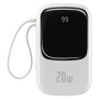 Powerbank Baseus Qpow PRO z kablem Lightning, portem USB-C i USB, 20000mAh, 20W (biały)