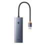 Hub Baseus UltraJoy Series Lite 4-Port (USB do USB 3.03+RJ451+USB-C 5V) (szary)