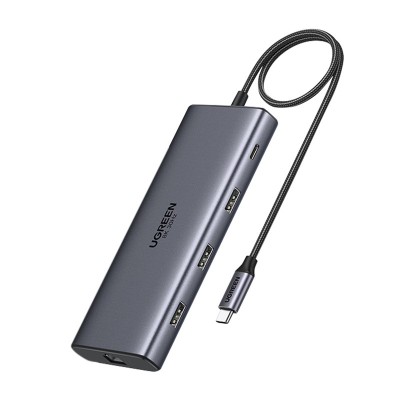 Hub USB-C Ugreen CM639, 2x HDMI, 3x USB, USB-C, SD/TF, RJ45, PD 100W, 8K