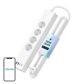 Inteligentna szybko ładująca listwa zasilająca Meross MSP844(EU), 4 gniazdka + 2x USB-A + 2x USB-C (Matter)